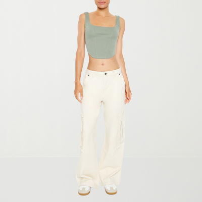 Forever 21 Womens Mid Rise Wide Leg Cargo Pant-Juniors