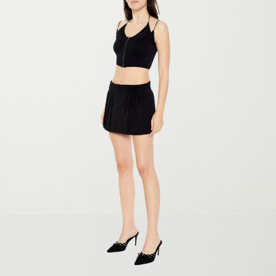 Forever 21 Wrap Front Mini Womens Pleated Skirt Juniors