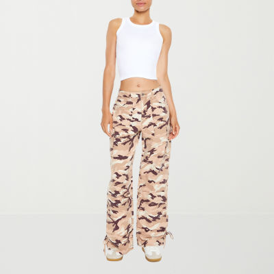 Forever 21 Womens Mid Rise Wide Leg Cargo PantJuniors, Color Pink