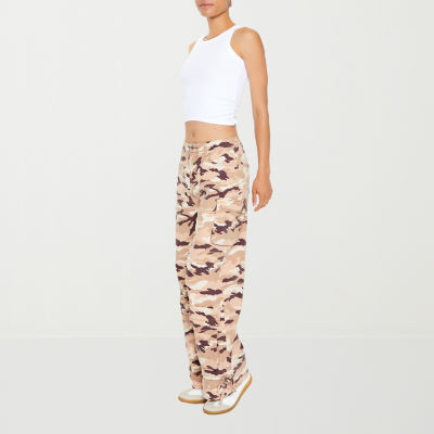 Forever 21 Womens Mid Rise Wide Leg Cargo PantJuniors, Color Pink