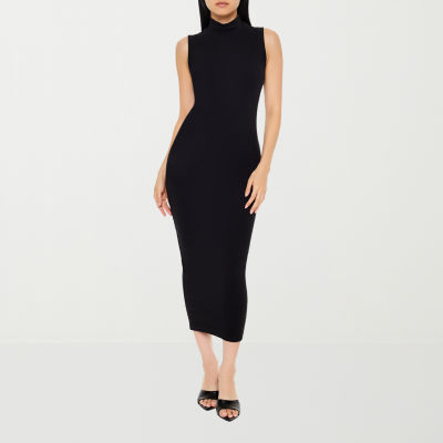 Forever 21 Ribbed Mockneck Midi Womens Sleeveless Bodycon Dress Juniors