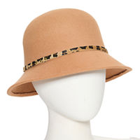 Liz Claiborne Cloche Hat With Pu Trim Womens Cloche Hat, One Size, Brown