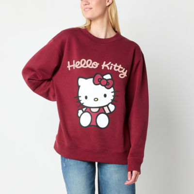 Juniors Hello Kitty  Crew Sweatshirt Womens Neck Long Sleeve