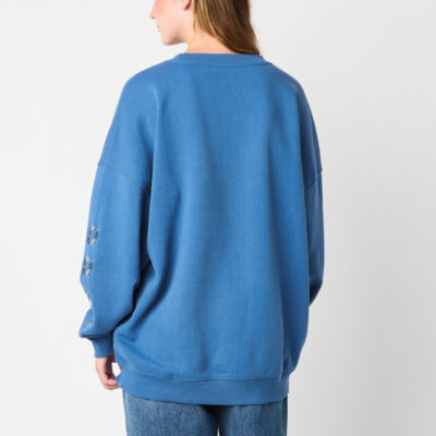 Juniors Stitch Crew Sweatshirt Womens Neck Long Sleeve