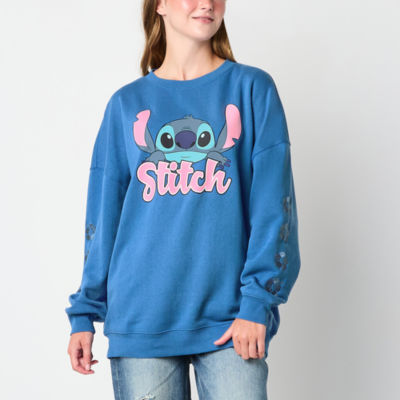 Juniors Womens Crew Neck Long Sleeve Lilo & Stitch Sweatshirt