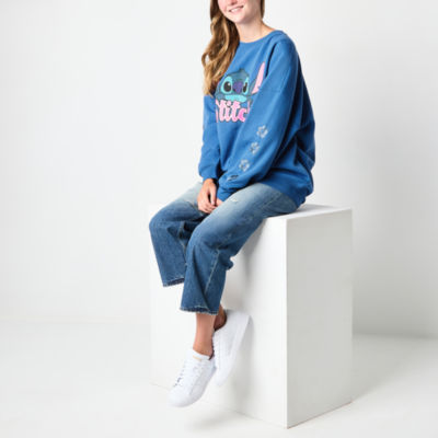 Juniors Stitch Crew Sweatshirt Womens Neck Long Sleeve