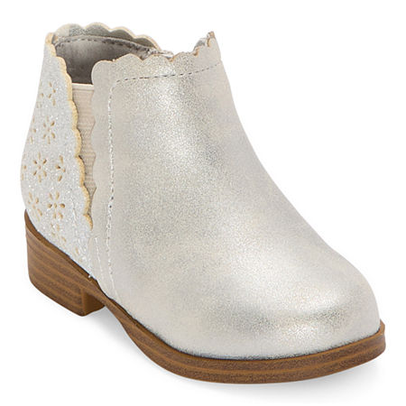 Thereabouts Toddler Girls Pima Flat Heel Booties, 8 Medium, Silver