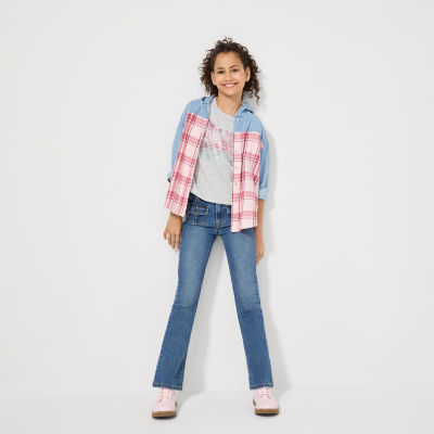Levi's® Big Kid Girls Hooded Long Sleeve Regular Fit Button-Down Shirt