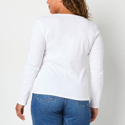 Liz Claiborne Womens Tall V Neck Long Sleeve T-Shirt