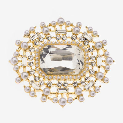 Bijoux Bar Gold Tone Glass Brooch