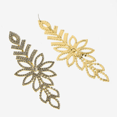 Bijoux Bar Gold Tone Womens Glass Flower Drop Earrings