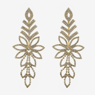 Bijoux Bar Gold Tone Womens Glass Flower Drop Earrings