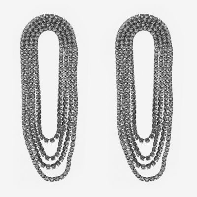 Bijoux Bar Black Womens Glass Drop Earrings