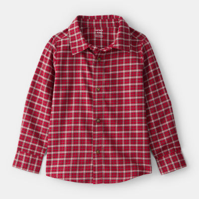 Carter's Little & Big Kid Boys Long Sleeve Cuffed Sleeve Regular Fit Button-Down Shirt