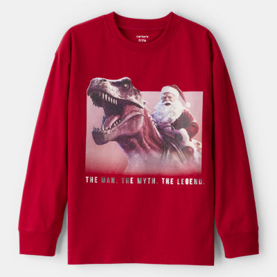 Carter's Holiday Little & Big Kid Boys Round Neck Long Sleeve Regular Fit Graphic T-Shirt