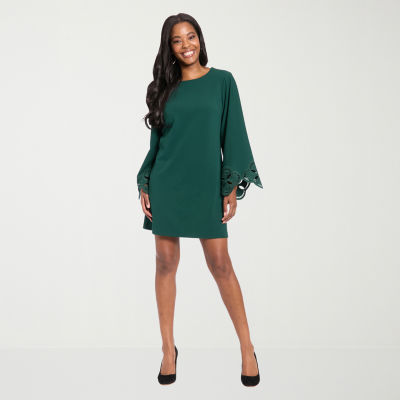 Clover And Sloane Womens Long Sleeve Shift Dress