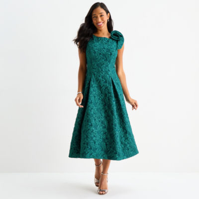 Brianna Milay Womens Sleeveless Applique Midi Fit + Flare Dress