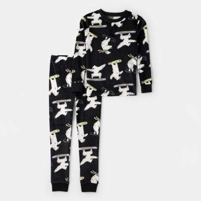 Carter's DreamPlush Velour-Velboa Little & Big Kid Boys Round Neck Long Sleeve 2-pc. Pajama Sets