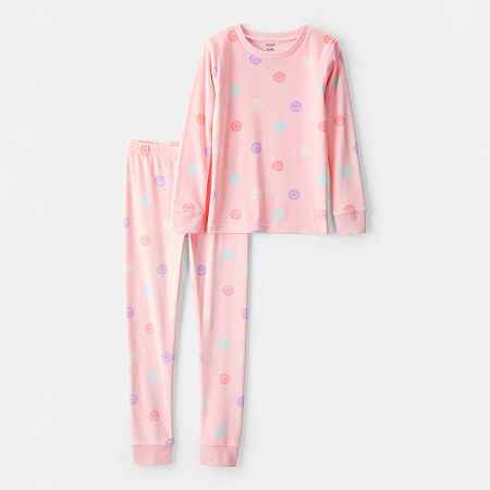 Carter's DreamPlush Velour-Velboa Little & Big Kid Girls Round Neck Long Sleeve 2-pc. Pajama Sets, 6, Pink