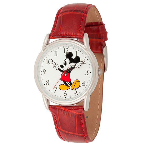 Disney Mickey Mouse Womens Purple Leather Strap Watch Wds000402