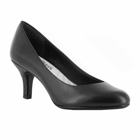 Easy Street Passion Womens Round Stiletto Heel Pumps, 10 Medium, Black