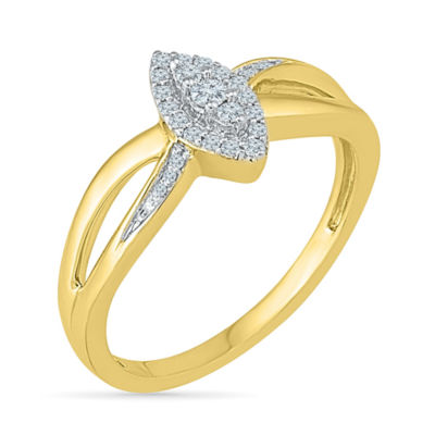 Womens 1/6 CT. T.W. Natural White Diamond 10K Gold Cocktail Ring