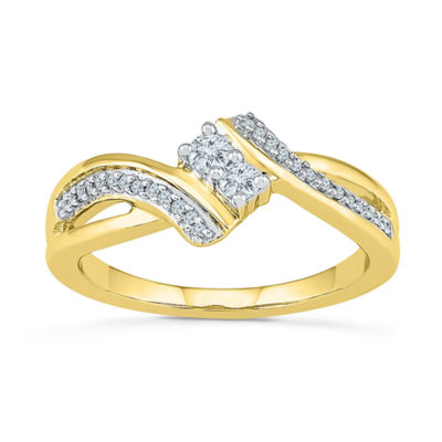 Womens 1/5 CT. Natural White Diamond 10K Gold Cocktail Ring