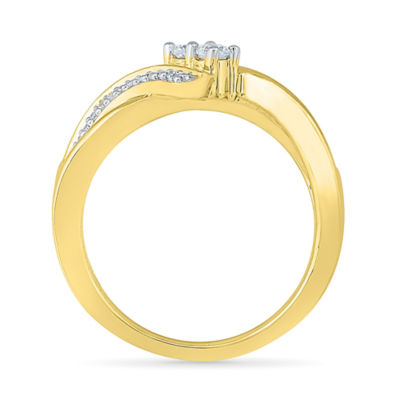 Womens 1/5 CT. Natural White Diamond 10K Gold Cocktail Ring