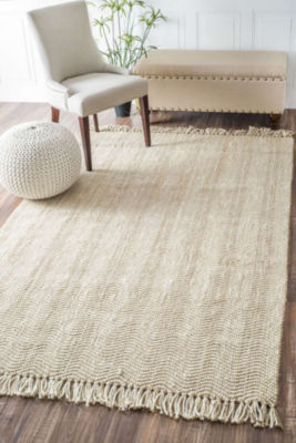 nuLoom Hand Woven Don Jute with Fringe Rug, Color Natural JCPenney