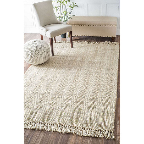 nuLoom Hand Woven Don Jute with Fringe Rug