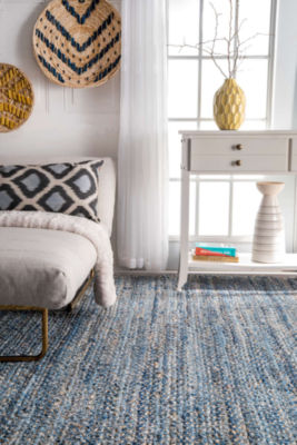 nuLoom Hand Braided Otelia Denim And Jute Rectangular Rug, Color Denim JCPenney