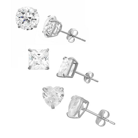Lab Created White Sapphire Sterling Silver 6mm Stud Earrings