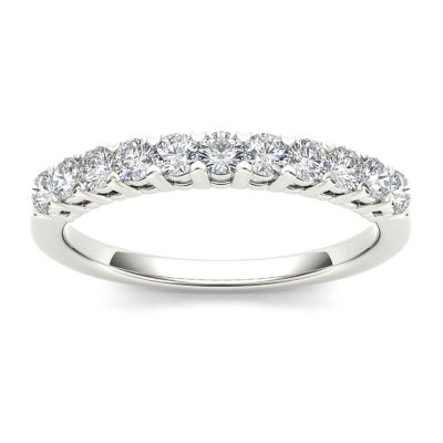 Womens 2MM 3/8 CT. T.W. Natural White Diamond 10K Gold Wedding Band