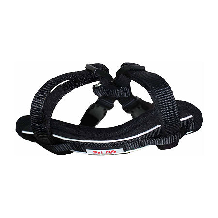 The Pet Life Mountaineer Chest Compression Adjustable Reflective Easy Pull Dog Harness, One Size, Black