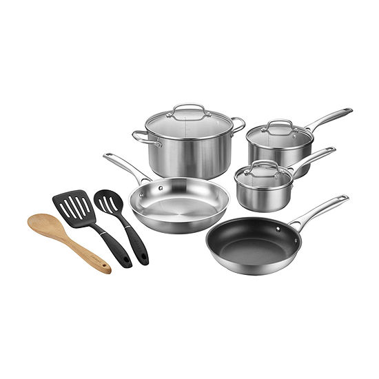 Cuisinart 11-pc. Stainless Steel Dishwasher Safe Non-Stick Cookware Set