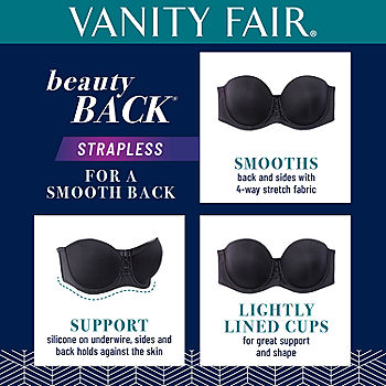 Vanity Fair Women's Beauty Back Smoothing Strapless Bra, Full Coverage-Midnight  Black, 36DD at  Women's Clothing store