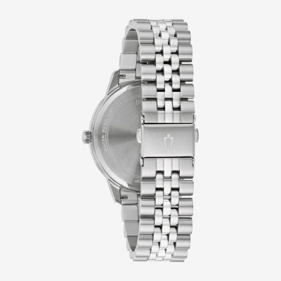 Bulova Classic Mens Diamond Accent Silver Tone Stainless Steel Bracelet Watch 96d151