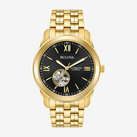 Bulova Classic Mens Automatic Gold Tone Stainless Steel Bracelet Watch 97a132, One Size -  25590290018
