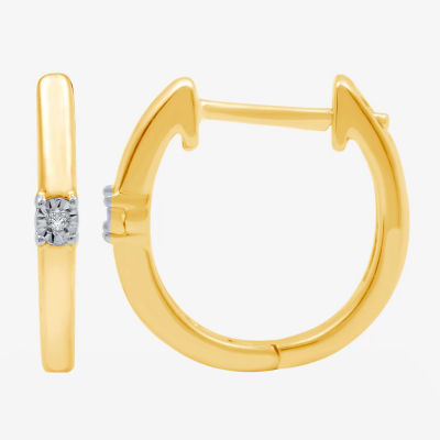 Yes, Please! Womens Diamond Accent Natural White Sterling Silver 14.1mm Hoop Earrings