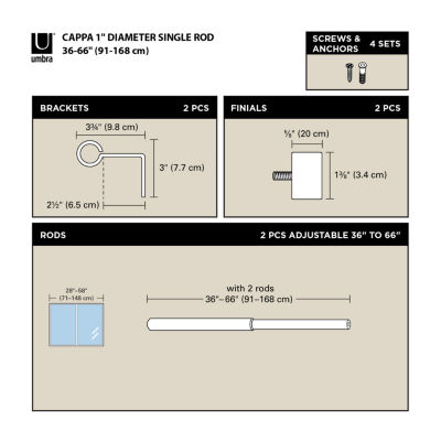 Umbra® Cappa 1" Adjustable Curtain Rod