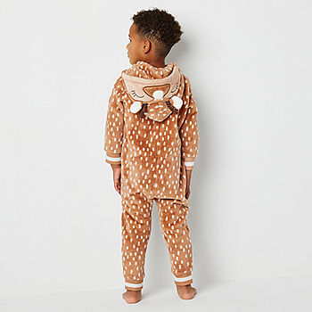 Unisex Long Sleeve Reindeer Snug Fit Cotton 2-Piece Pajamas