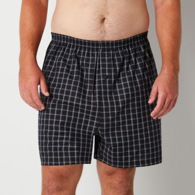 Stafford 4 Pack Woven Cotton Boxers (Small, Black Plaid) at