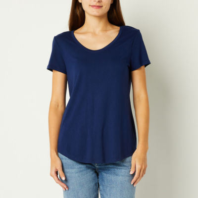 Larky Lark Womens Plus Round Neck Elbow Sleeve T-Shirt