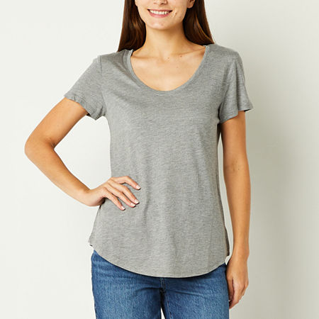 a.n.a Womens Scoop Neck Short Sleeve T-Shirt, Medium, Gray