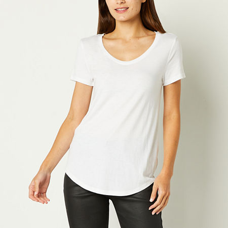 a.n.a Womens Scoop Neck Short Sleeve T-Shirt, Medium, White