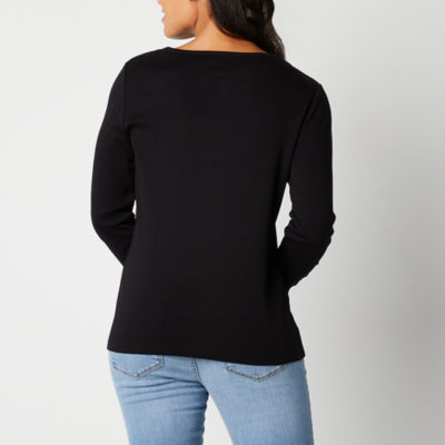 St. John's Bay Womens Crew Neck Long Sleeve T-Shirt