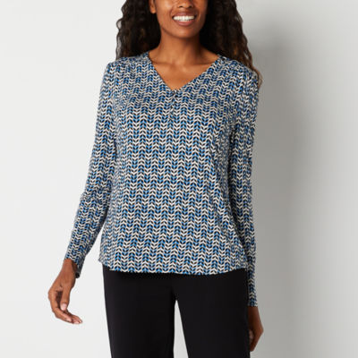 Liz Claiborne Womens Long Sleeve Regular Fit Henley Shirt