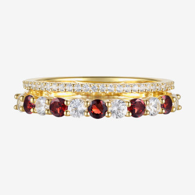 Womens Lab Created Gemstone 14K Gold Over Silver Stackable Rings