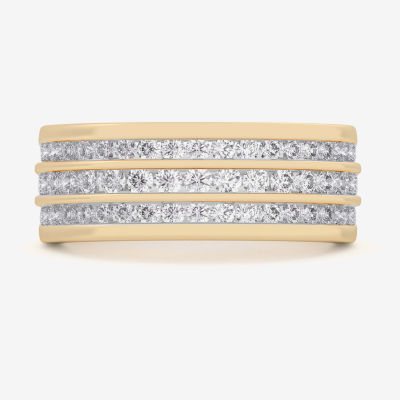 (G-H / Vs1-Vs2) Womens 1 CT. T.W. Lab Grown White Diamond 10K Gold Anniversary Cocktail Ring