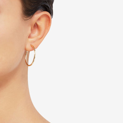 Womens 10K Gold 30mm Round Hoop Earrings